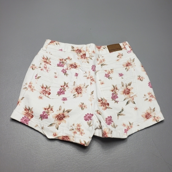 AEO denim white flower mid rise shorts women's size 0 - Picture 3 of 10